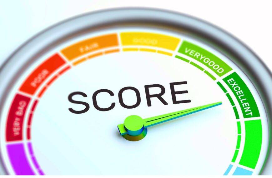 A gauge showing an excellent credit score, representing the importance of building a strong credit profile for students and young adults in the UK