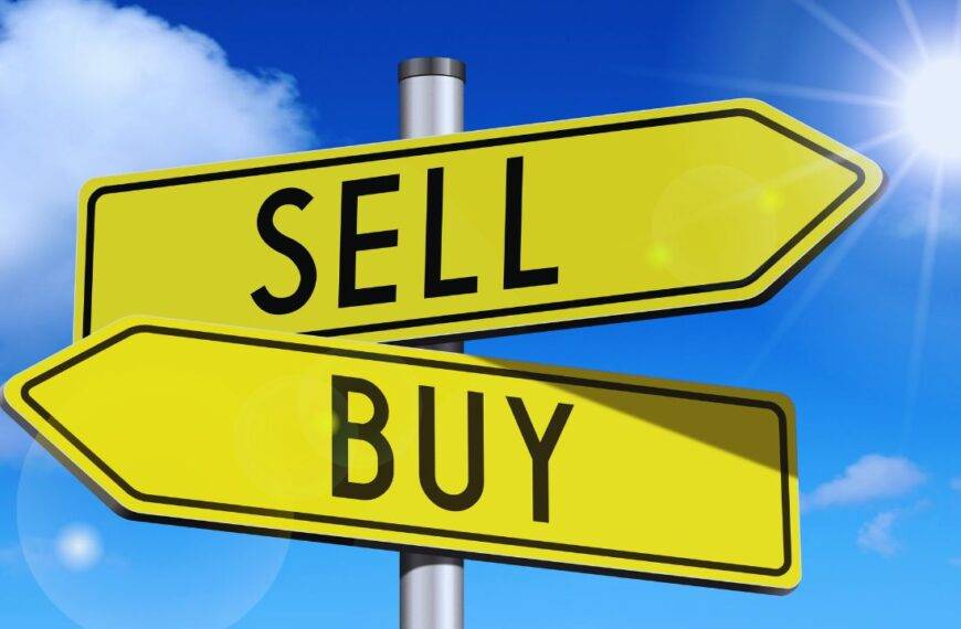 Signpost showing "Sell" and "Buy" directions, symbolizing dropshipping strategies