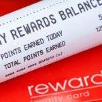 Receipt showing rewards points earned with a credit card