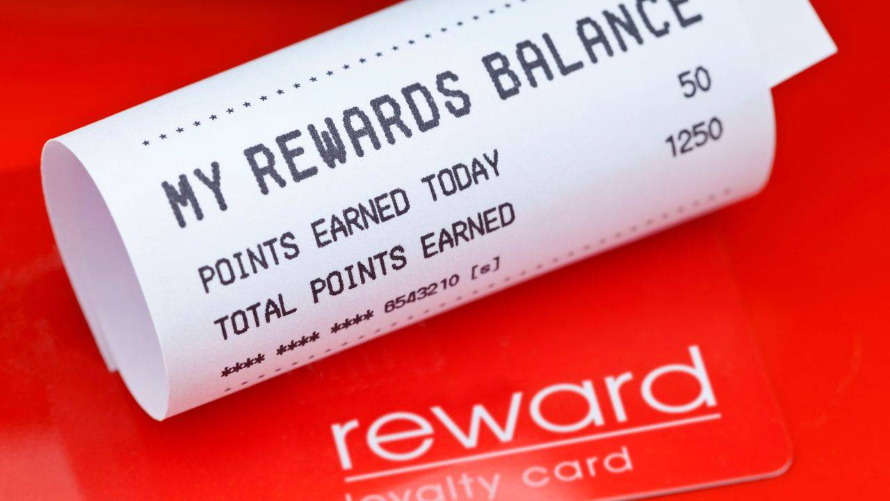 Receipt showing rewards points earned with a credit card