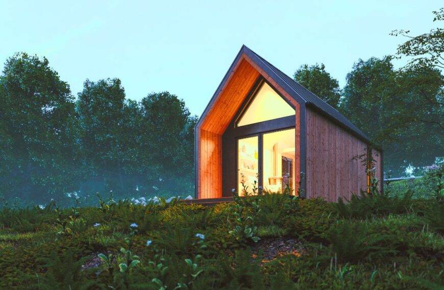 Tiny home in a forest setting showcasing modern sustainable living